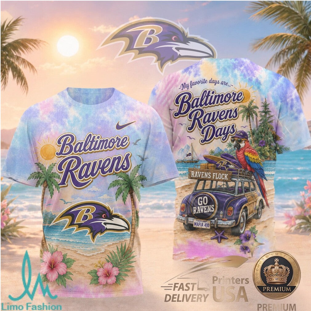 Baltimore Ravens Beach Tropical Parrot Summer Men's T Shirt - Limotees LLC