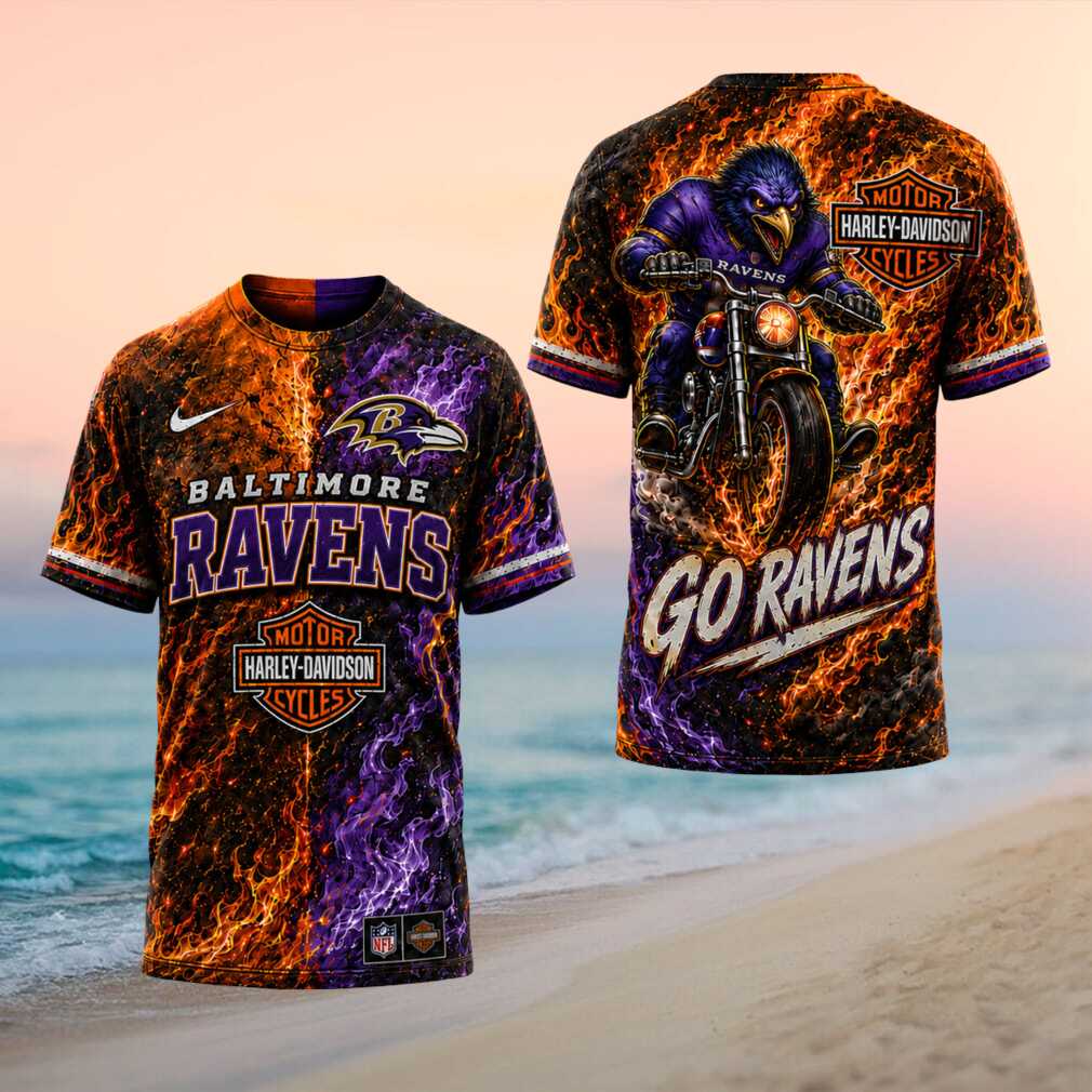 Baltimore Ravens Biker Motorcycle Flame Shirt