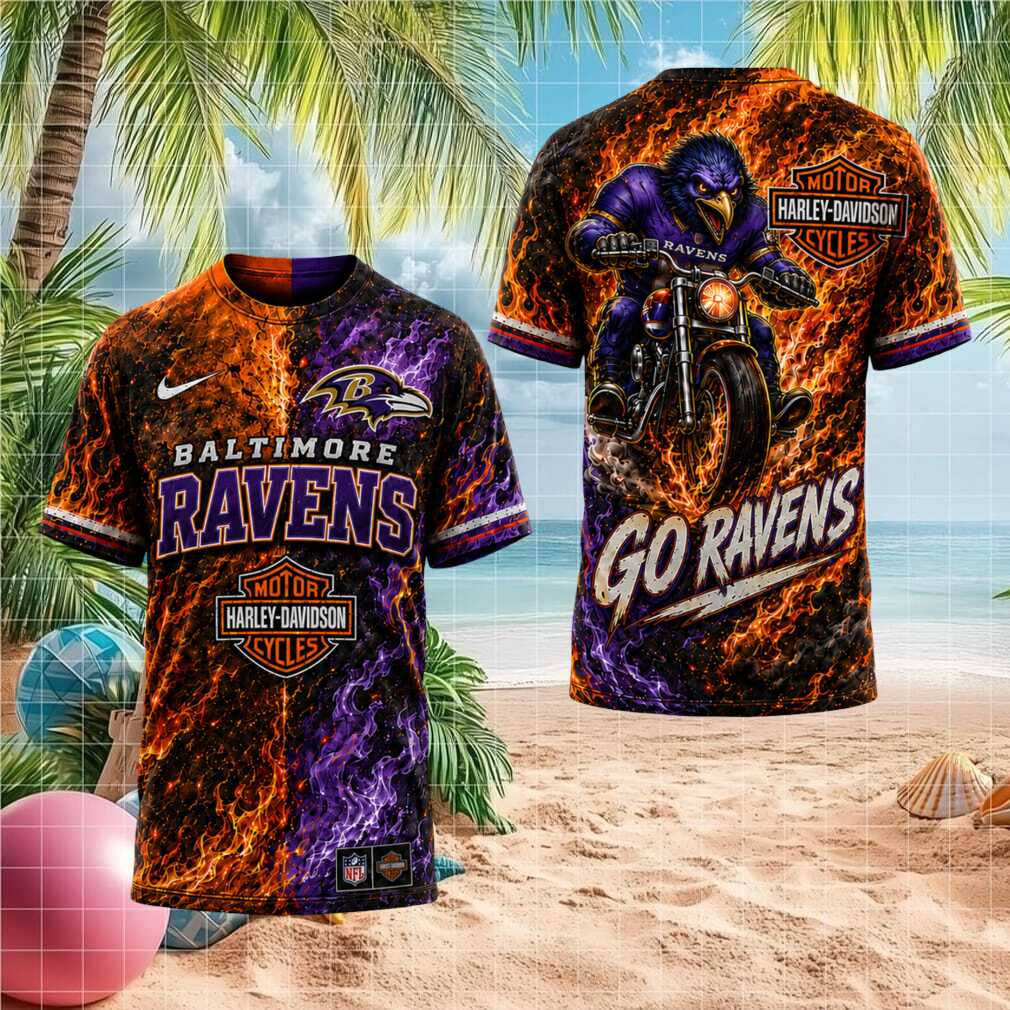 Baltimore Ravens Biker Motorcycle Flame Shirt