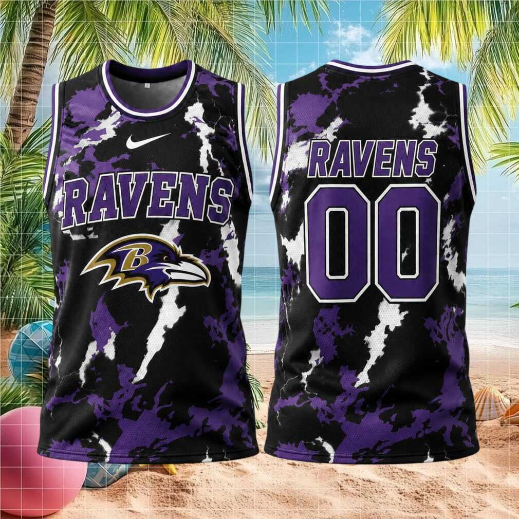 Baltimore Ravens Custom Name Basketball Shirt Lightning Print