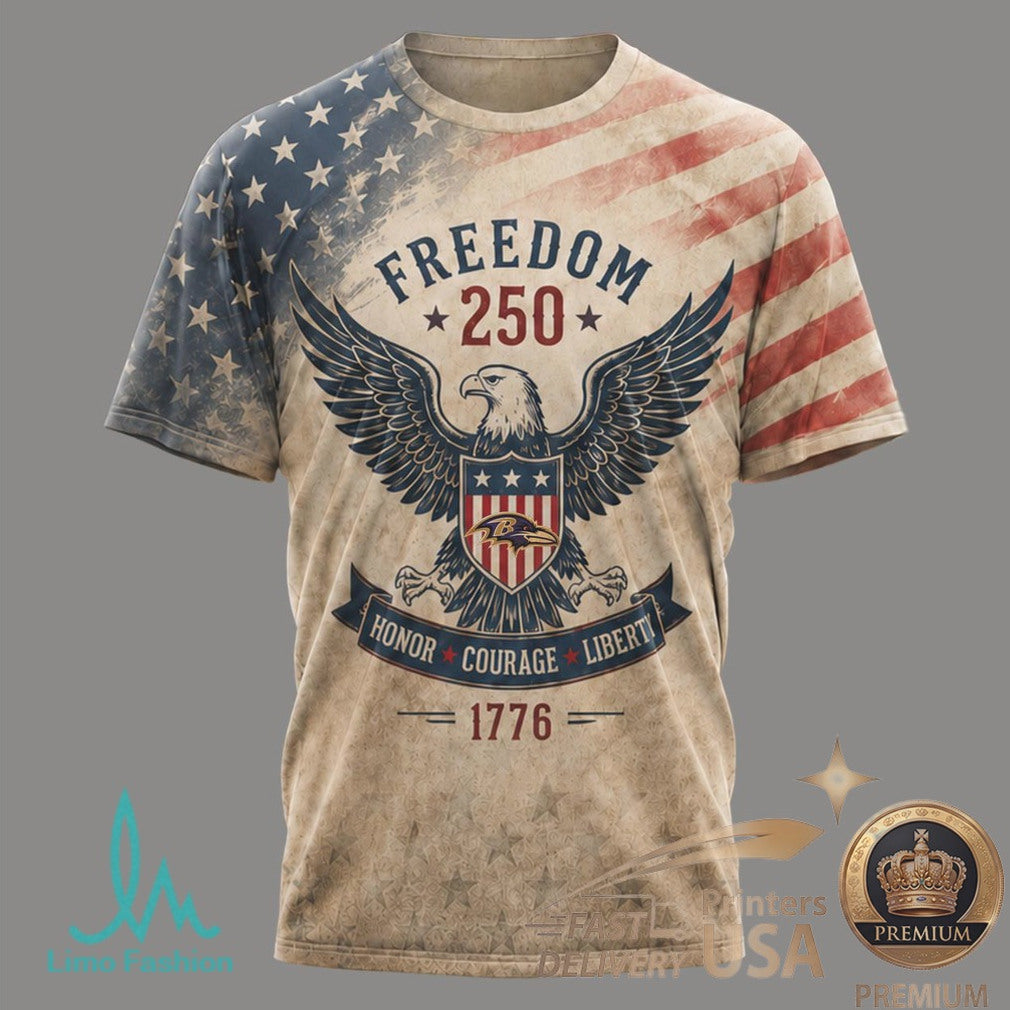 Baltimore Ravens Eagle Freedom 250th Anniversary T Shirt - Limotees LLC