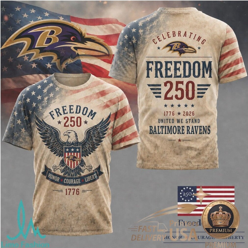 Baltimore Ravens Eagle Freedom 250th Anniversary T Shirt - Limotees LLC