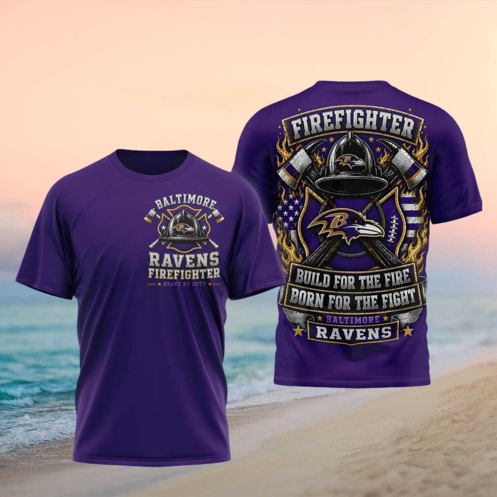 Baltimore Ravens Firefighter Helmet American Flag Shirt - Limotees LLC