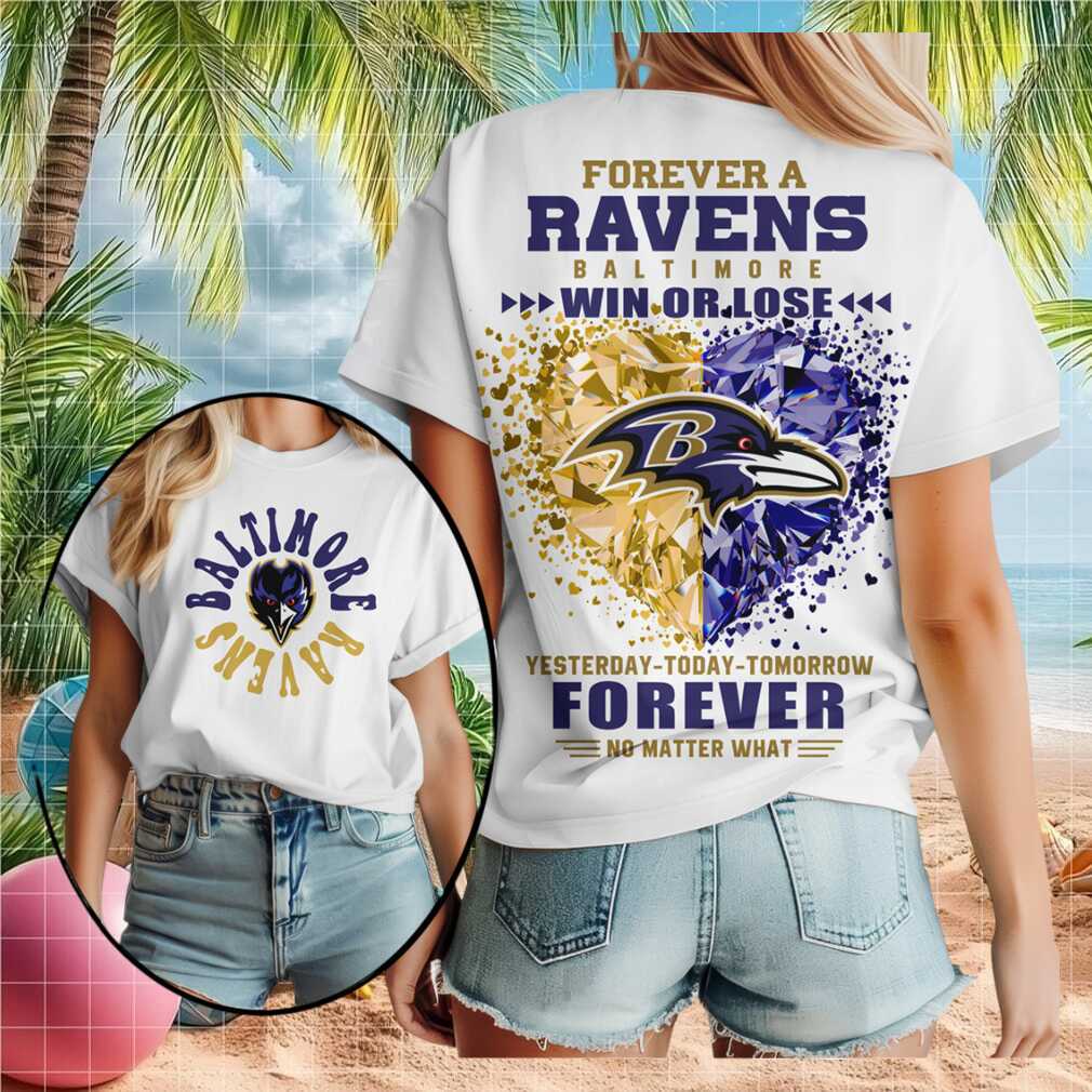 Baltimore Ravens Football Team Logo Heart Crystal Forever T Shirt