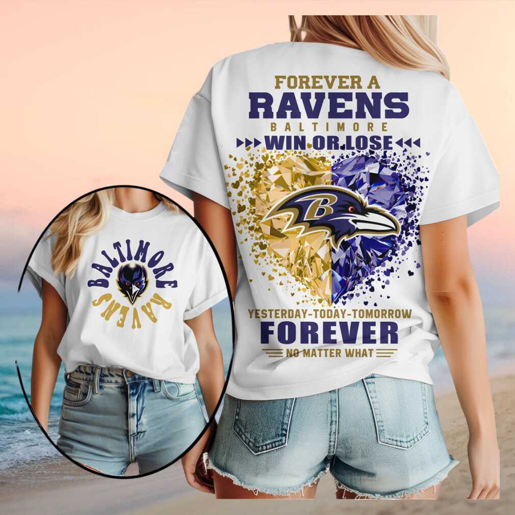 Baltimore Ravens Football Team Logo Heart Crystal Forever T Shirt