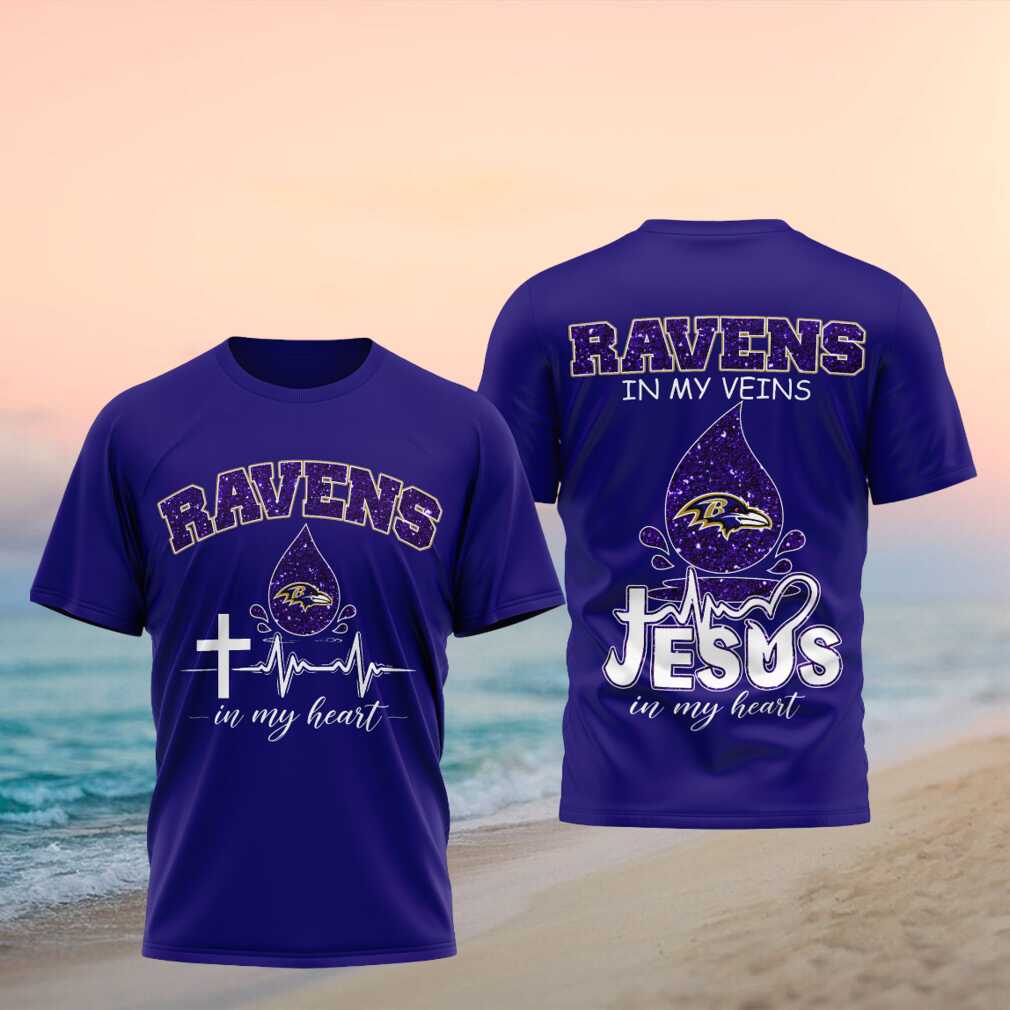 Baltimore Ravens Jesus In My Heart Faith Shirt - Limotees LLC