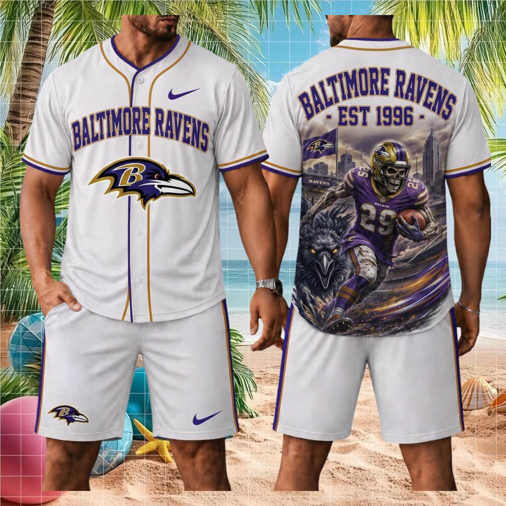 Baltimore Ravens Skull Football Raven Mascot Stadium Baseball Shirt