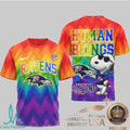 Baltimore Ravens Snoopy Pride Human Beings Rainbow T Shirt - Limotees LLC