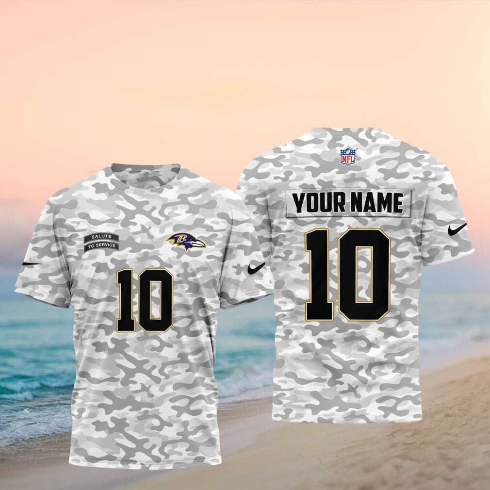 Baltimore Ravens White Camo Custom Name Football Shirt