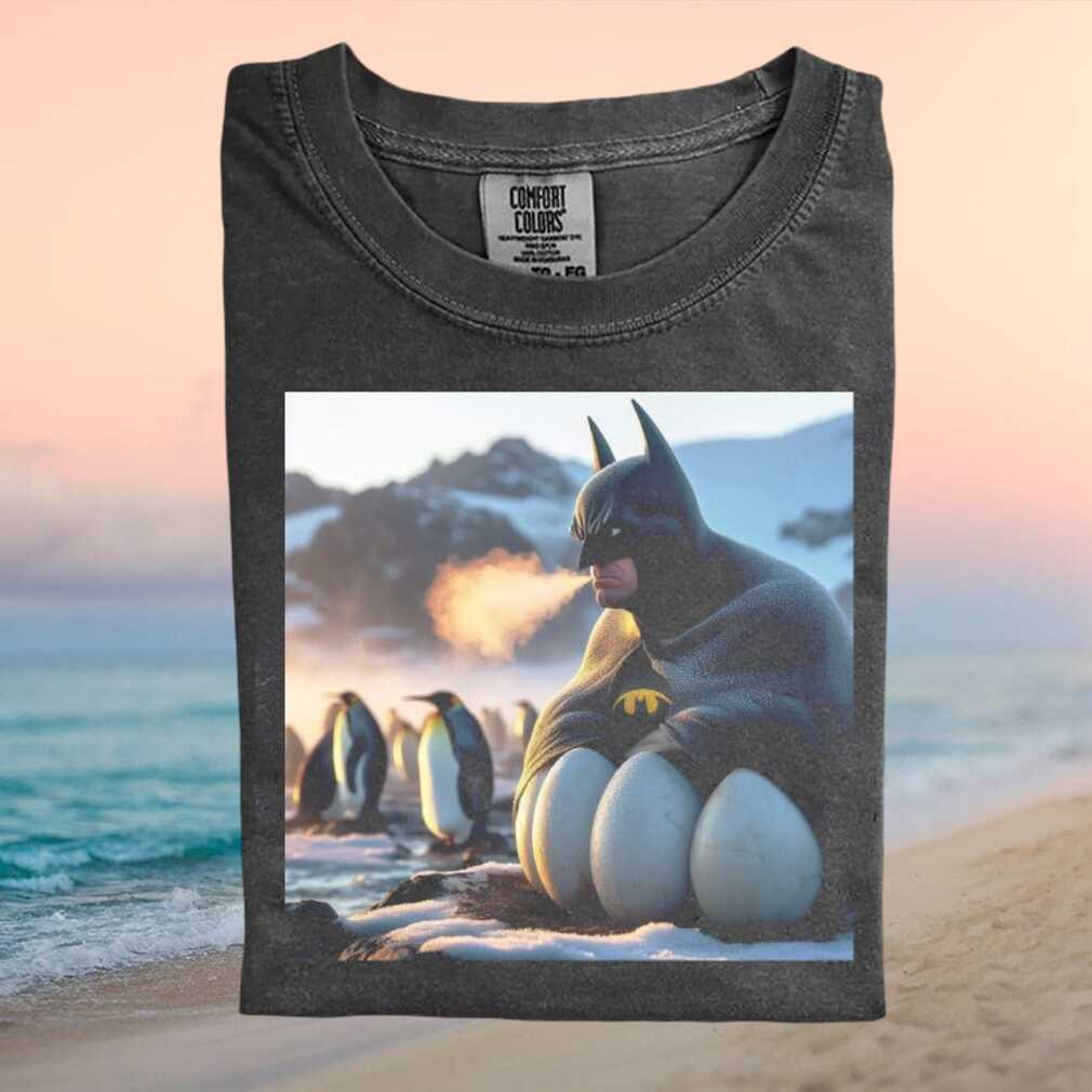 Batman Keeping Penguin Eggs Warm Arctic Superhero T Shirt - Limotees LLC