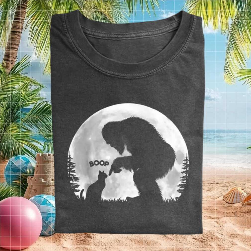 Bigfoot Boop Cat Silhouette Full Moon Funny Forest T Shirt - Limotees LLC