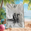 Bigfoot Riding Loch Ness Monster Cryptid Humor Graphic T Shirt - Limotees LLC