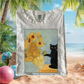 Black Cat Van Gogh Sunflowers Art Parody T Shirt - Limotees LLC