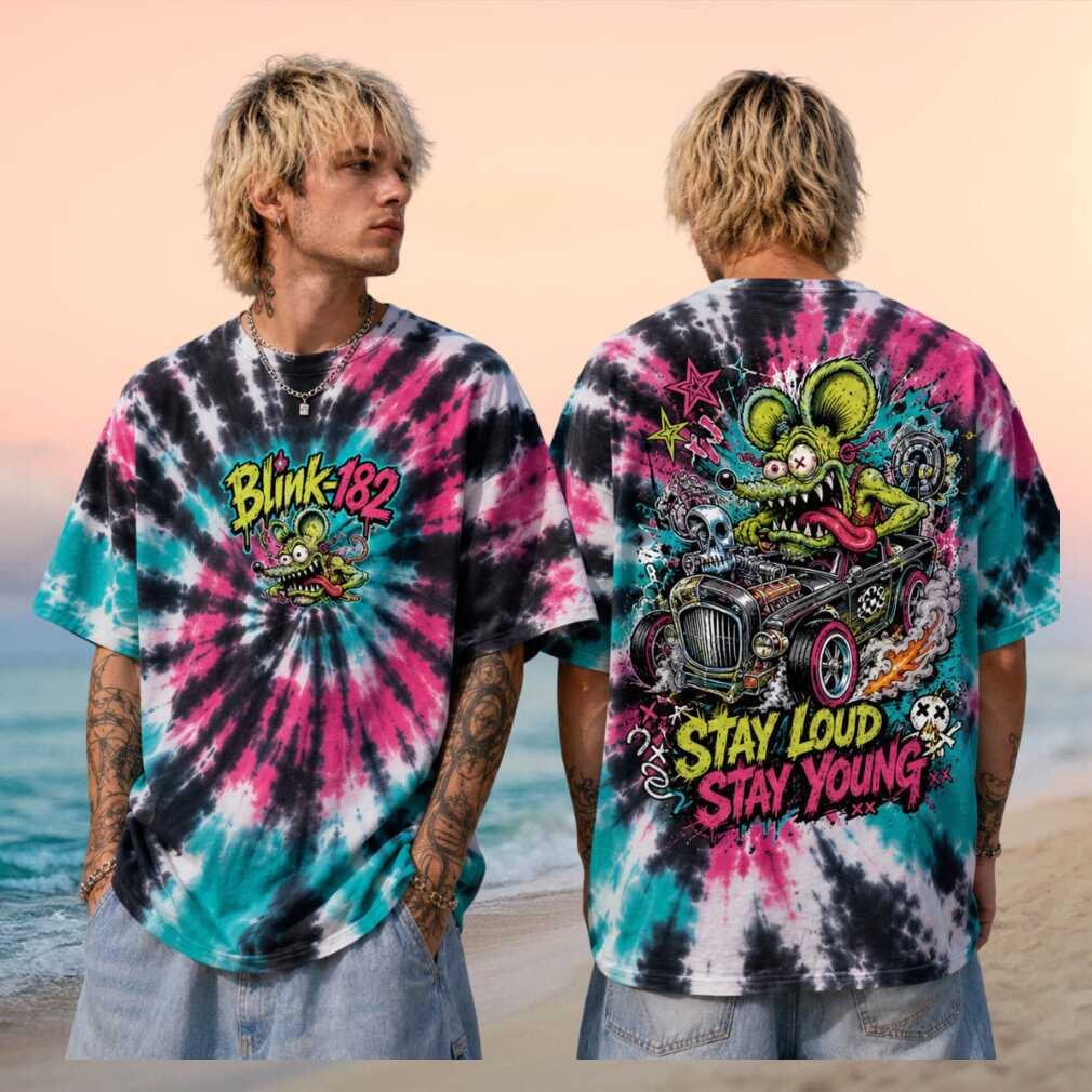Blink 182 Stay Loud Rat Hot Rod Neon Tie Dye Shirt