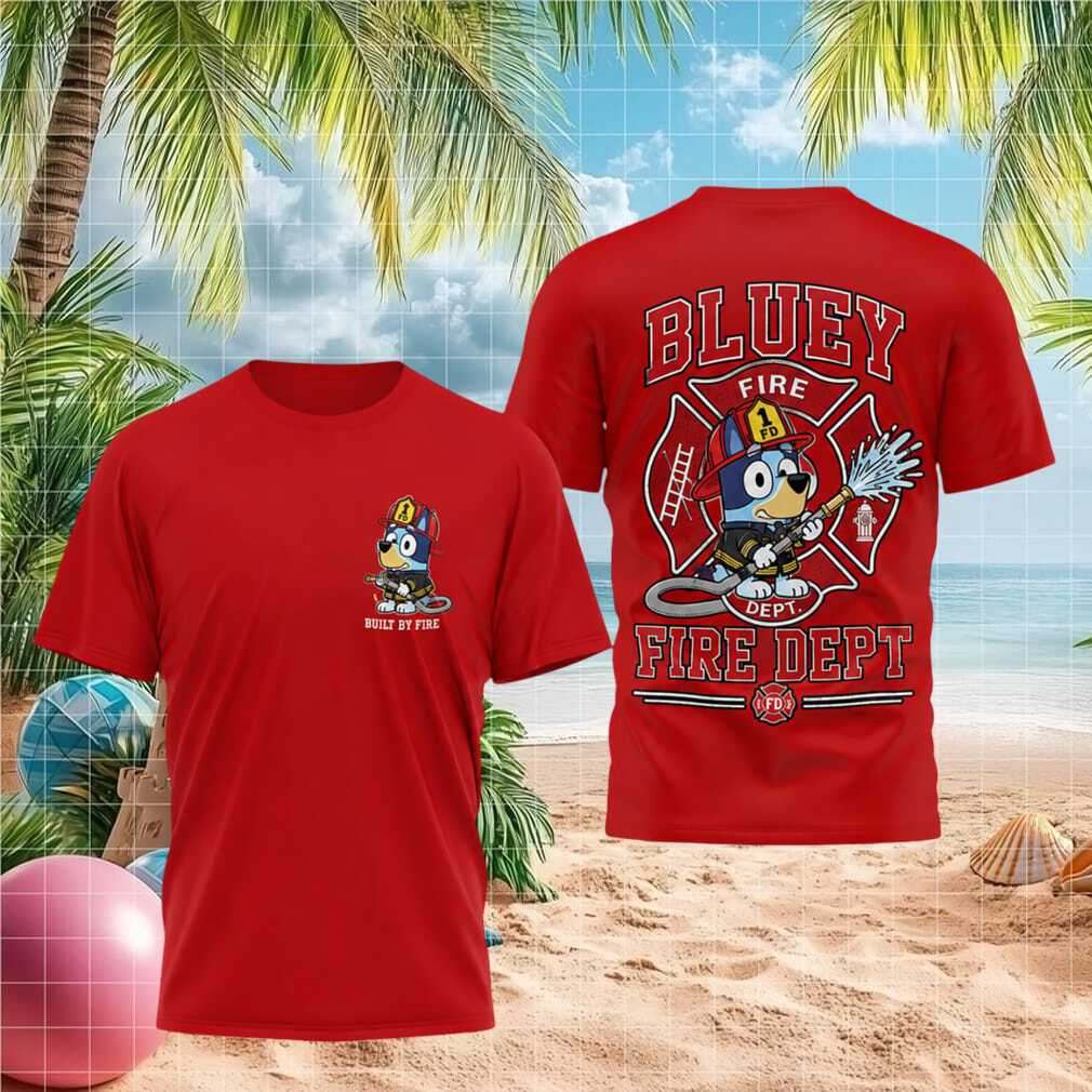 Bluey Fire Department Built By Fire Cartoon Shirt - Limotees LLC
