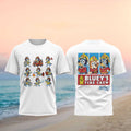 Bluey's Fire Crew Cartoon Characters Firefighter Theme Kids and Family White Shirt - Limotees LLC
