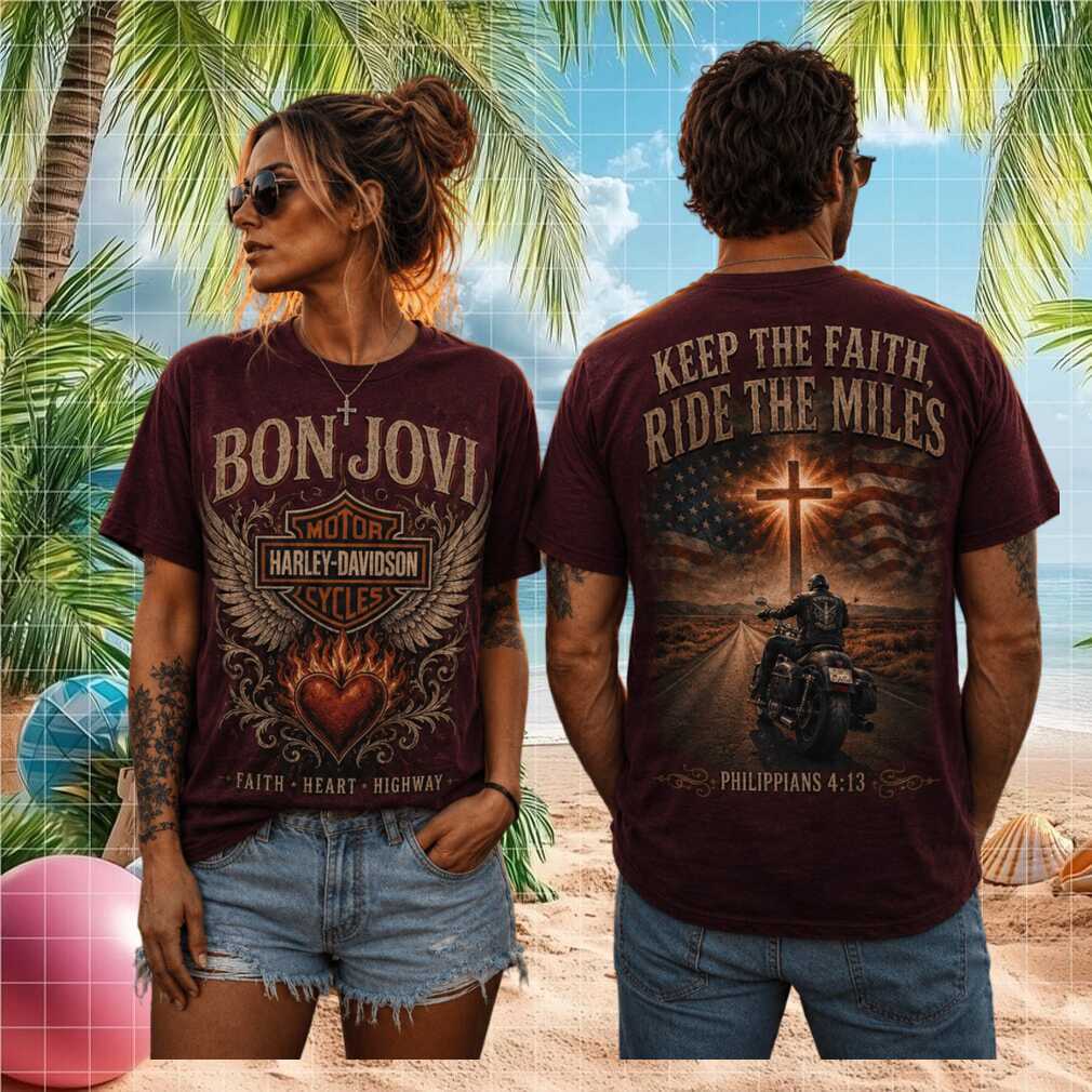 Bon Jovi Keep The Faith Vintage Harley Davidson Biker Tour Men Women Fans Shirt