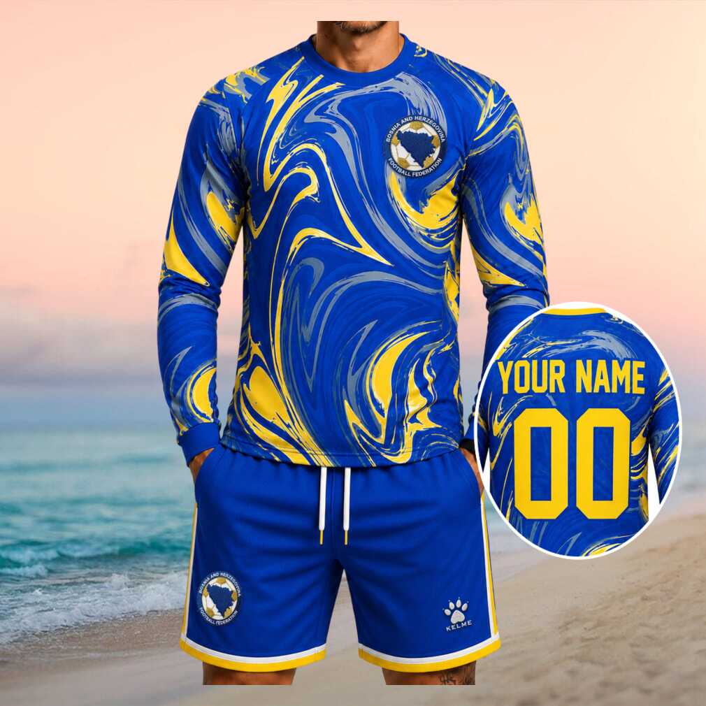 Bosnia and Herzegovina Football National Team Fan Blue Yellow Shirt - Limotees LLC