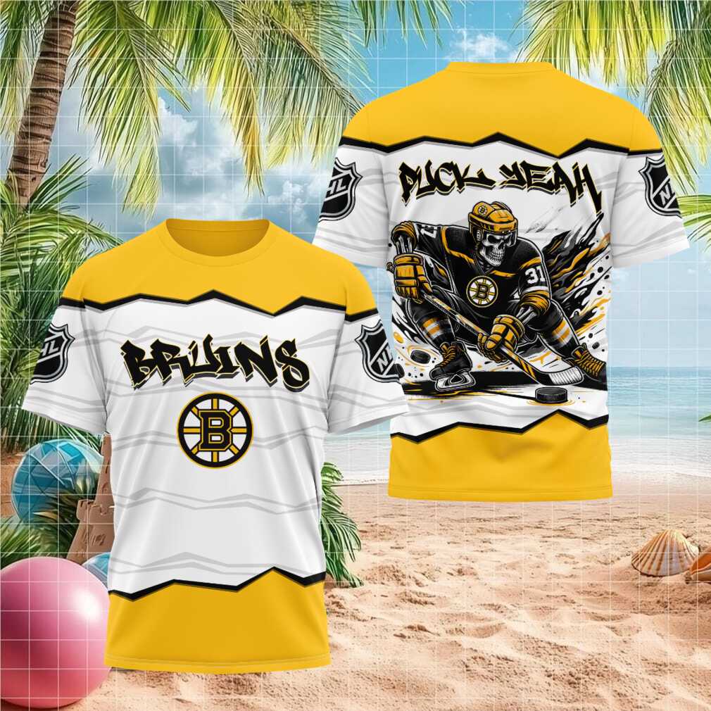 Boston Bruins Hockey Skeleton Skull Graffiti Shirt