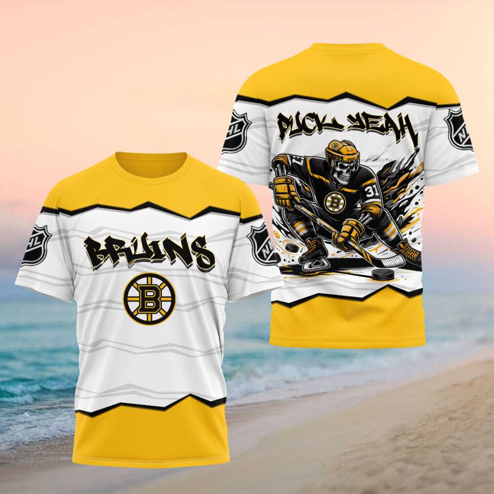 Boston Bruins Hockey Skeleton Skull Graffiti Shirt