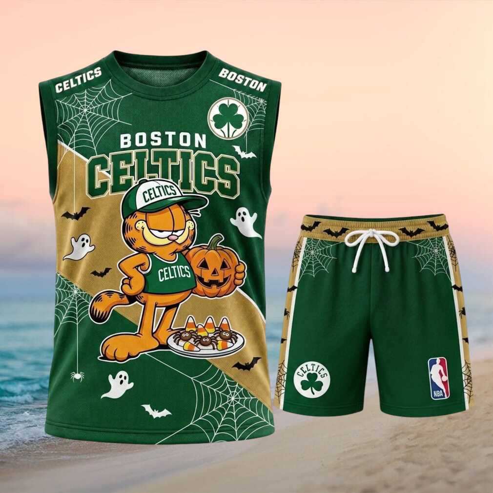 Boston Celtics Garfield Halloween Pumpkin Basketball Shirt