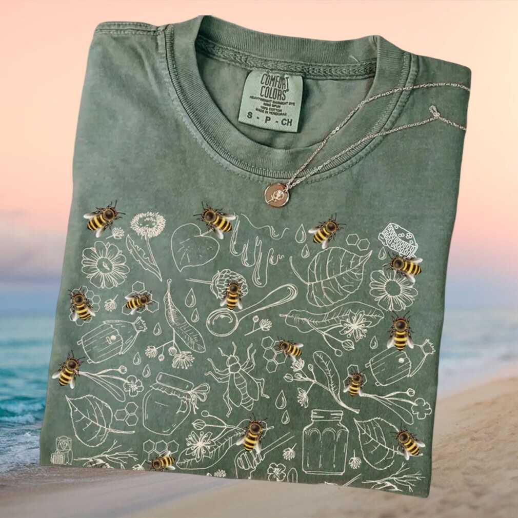 Botanical Honey Bee And Wildflower Nature T Shirt - Limotees LLC