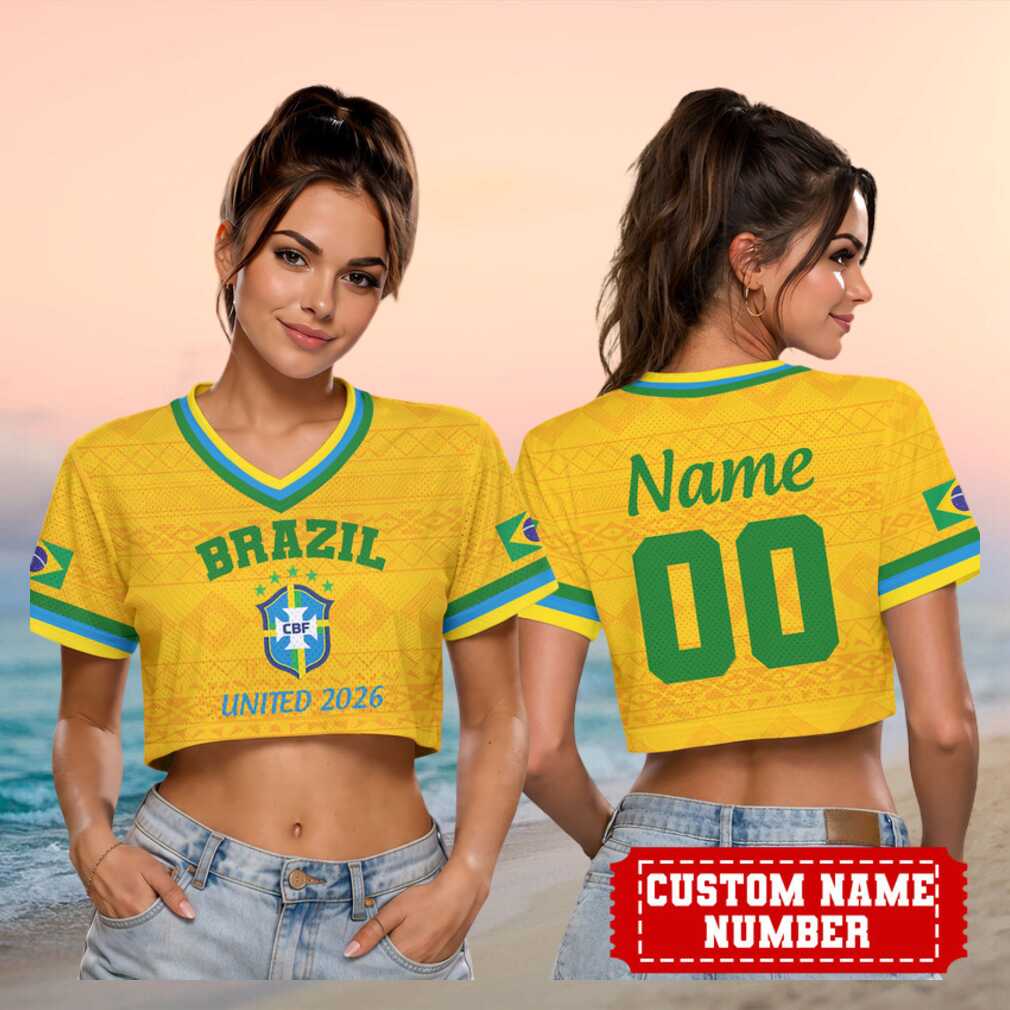 Brazil National Football Team United 2026 World Cup Custom Name Number Women Shirt - Limotees LLC