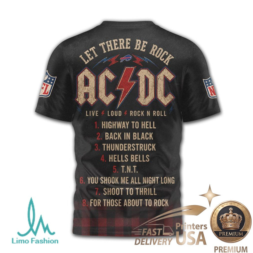 Buffalo Bills ACDC Rock Band Mashup Vintage T Shirt - Limotees LLC