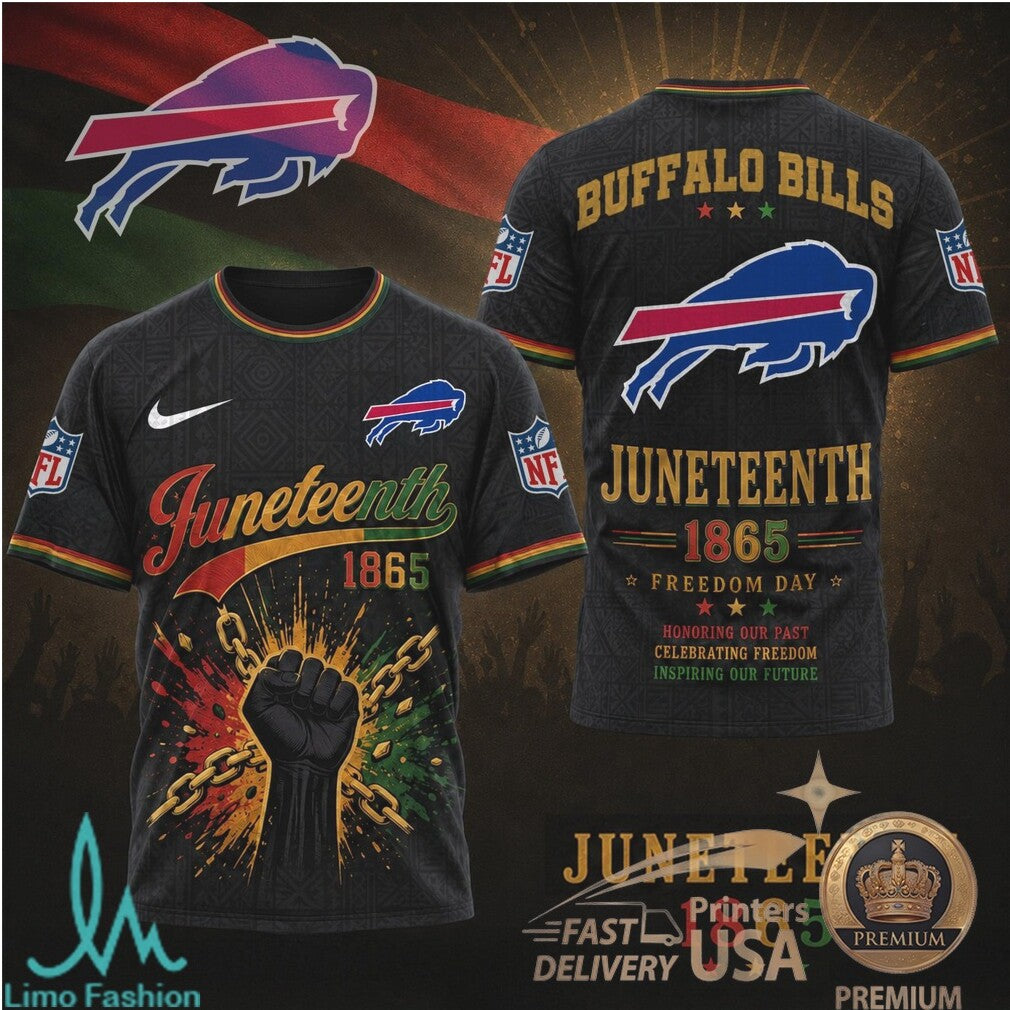 Buffalo Bills Juneteenth 1865 Freedom Day Graphic T Shirt - Limotees LLC