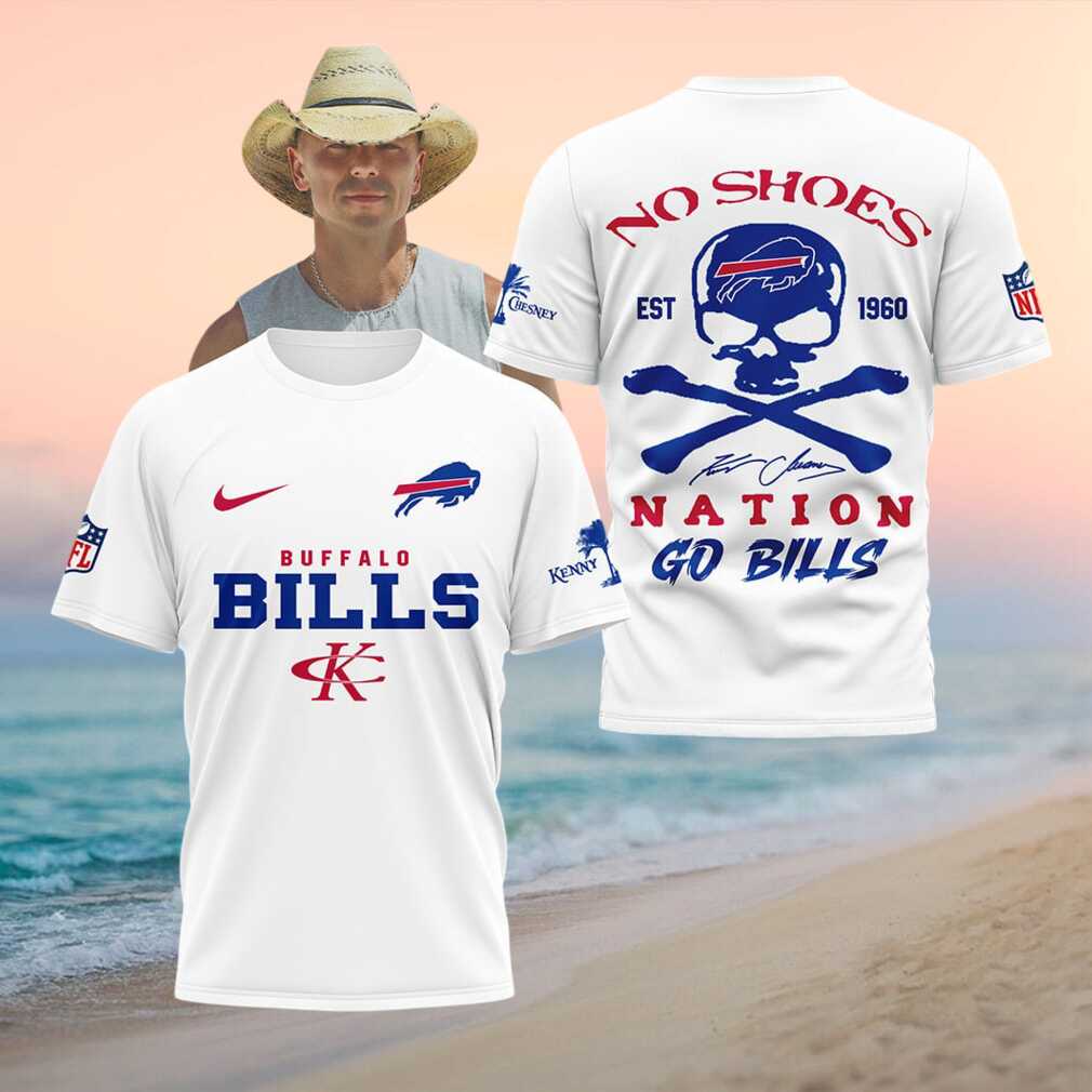 Buffalo Bills Kenny Chesney No Shoes Nation Skull Shirt - Limotees LLC