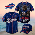 Buffalo Bills Muscular Buffalo Mascot Go Bills Baseball Jersey