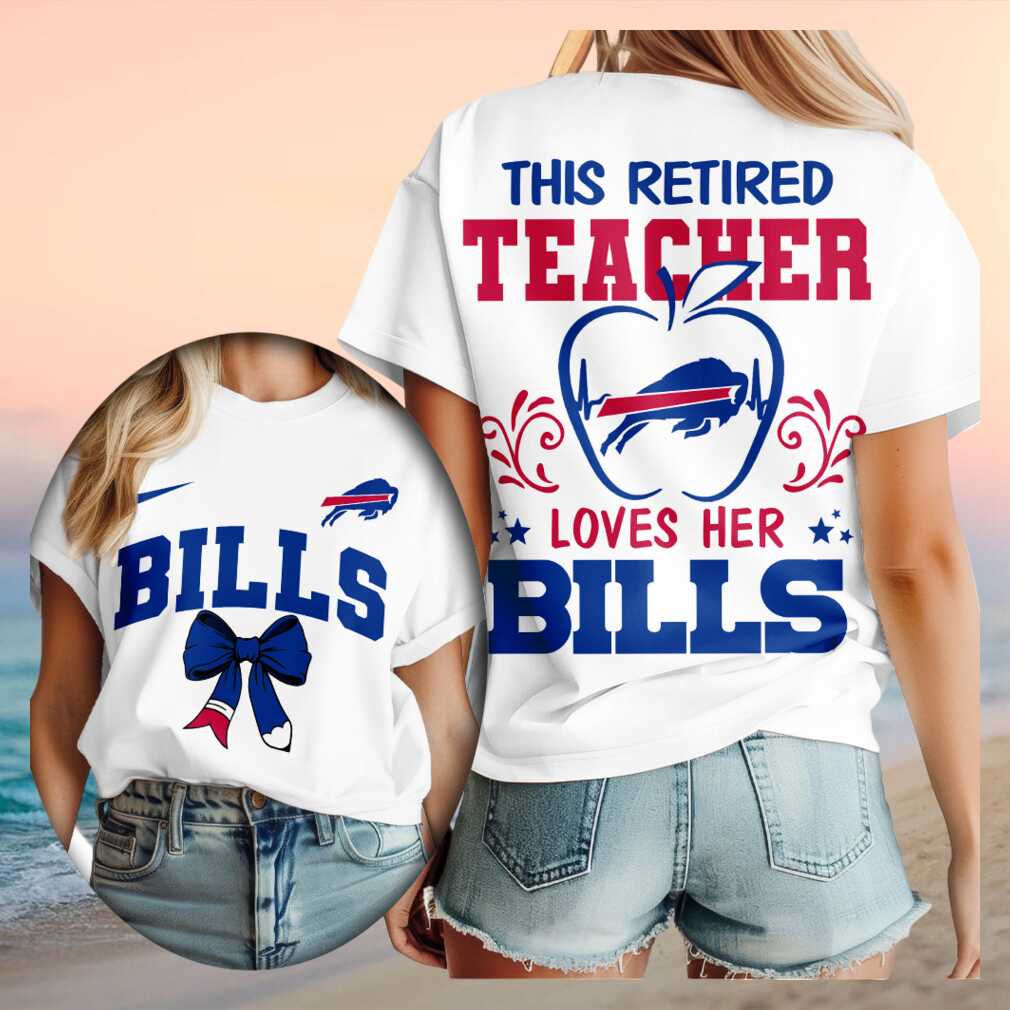 Buffalo Bills Retired Teacher Apple Heartbeat Shirt