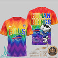 Buffalo Bills Snoopy Pride Rainbow T Shirt Human Beings Graphic T Shirt - Limotees LLC
