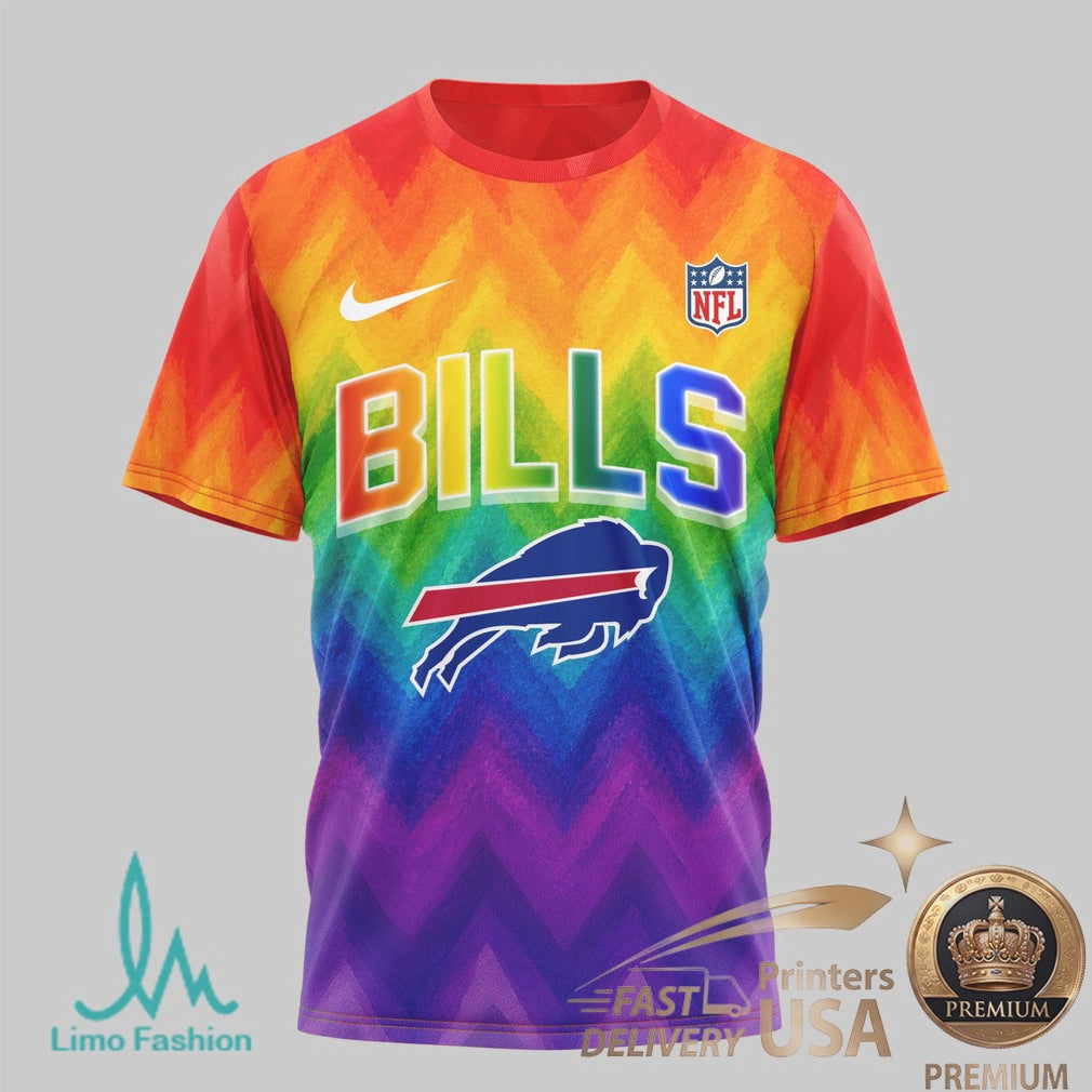 Buffalo Bills Snoopy Pride Rainbow T Shirt Human Beings Graphic T Shirt - Limotees LLC