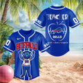 Buffalo Bison Mascot Teacher Heartbeat Baseball Shirt
