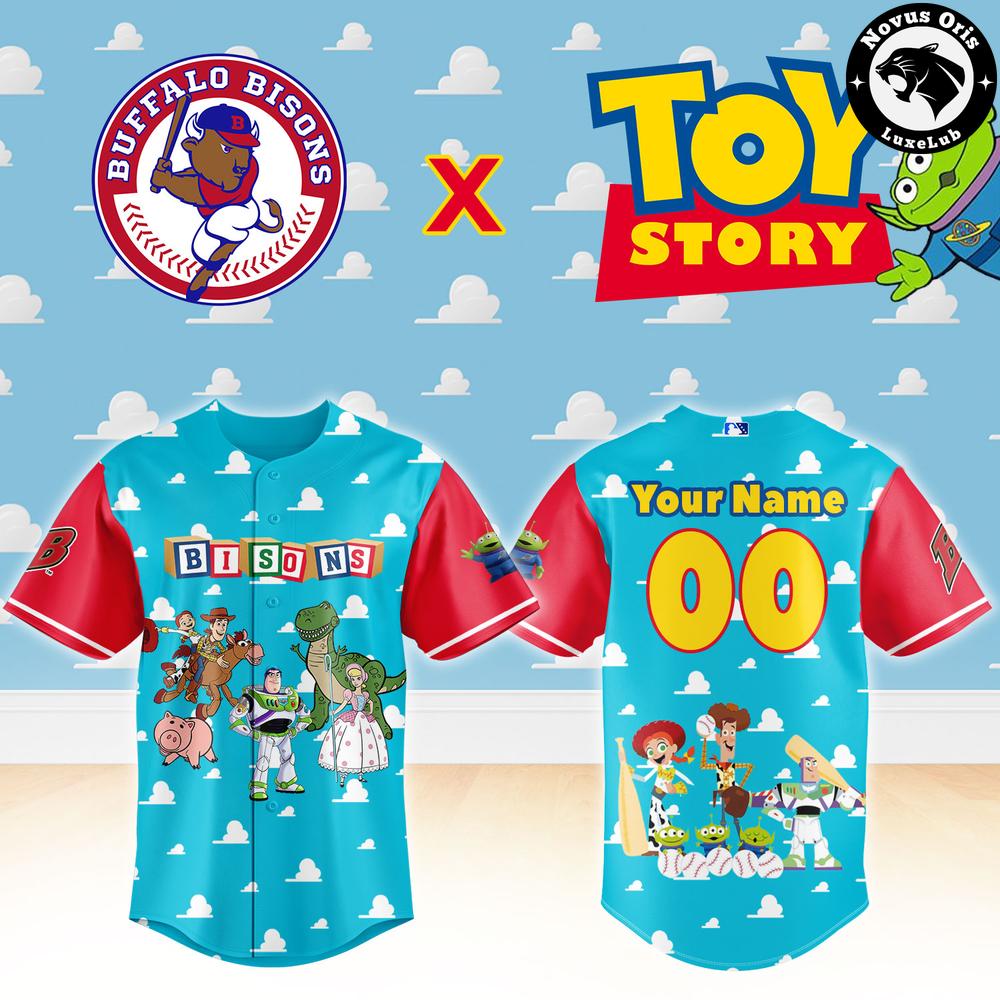 Buffalo Bisons x Toy Story Night Woody Buzz Lightyear Custom Baseball Jersey