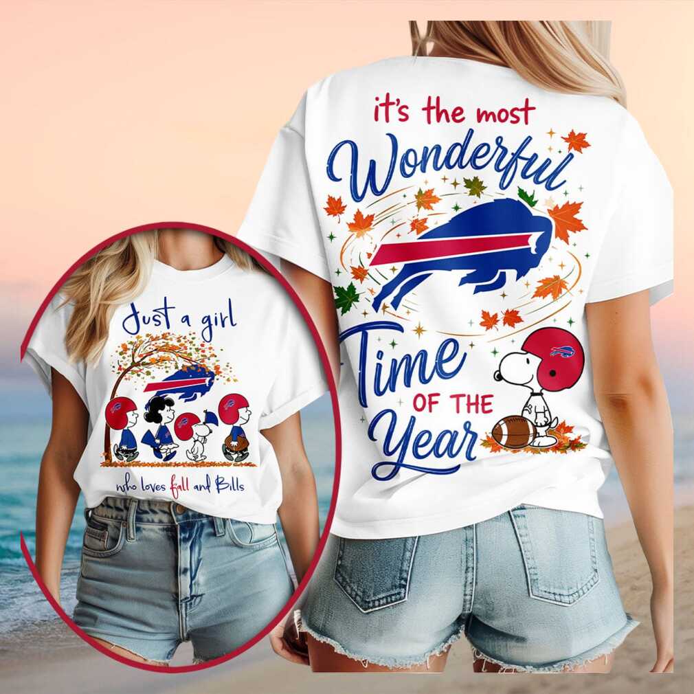 Buffalo Football Snoopy Fall Leaves Wonderful Time Shirt