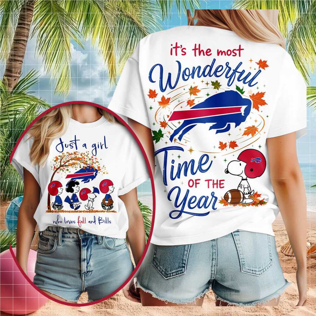 Buffalo Football Snoopy Fall Leaves Wonderful Time Shirt