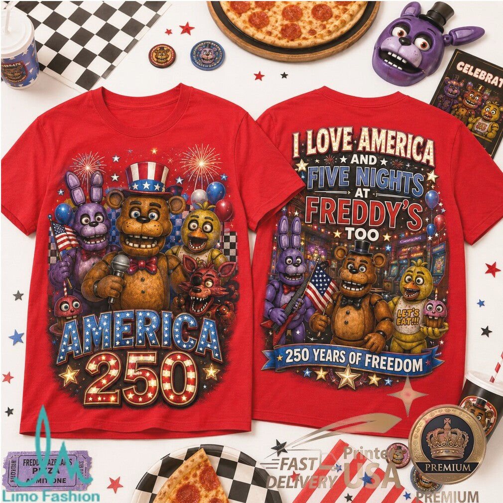 Five Nights At Freddys America 250 Years Of Freedom Patriotic Shirt - Limotees LLC