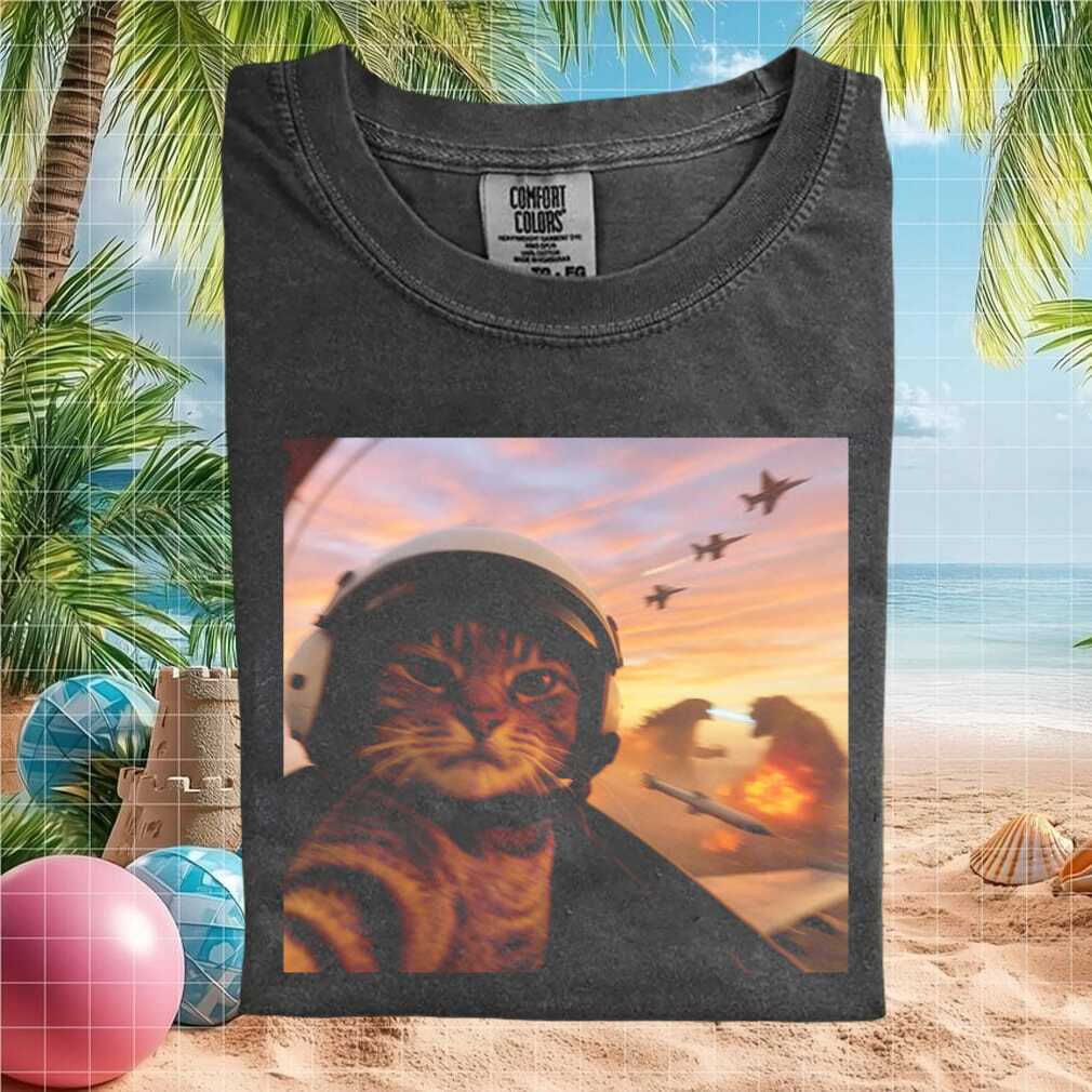 Cat Fighter Pilot Maverick Top Gun Movie Meme Graphic T Shirt - Limotees LLC