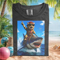 Cat Riding Shark Funny Wild Animal Surfing Ocean T Shirt