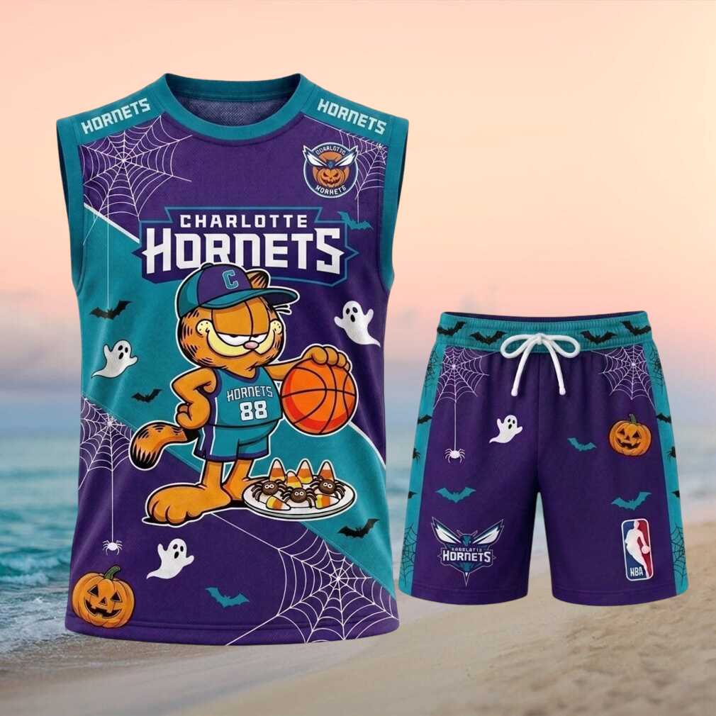 Charlotte Hornets Garfield Halloween Basketball Shirt