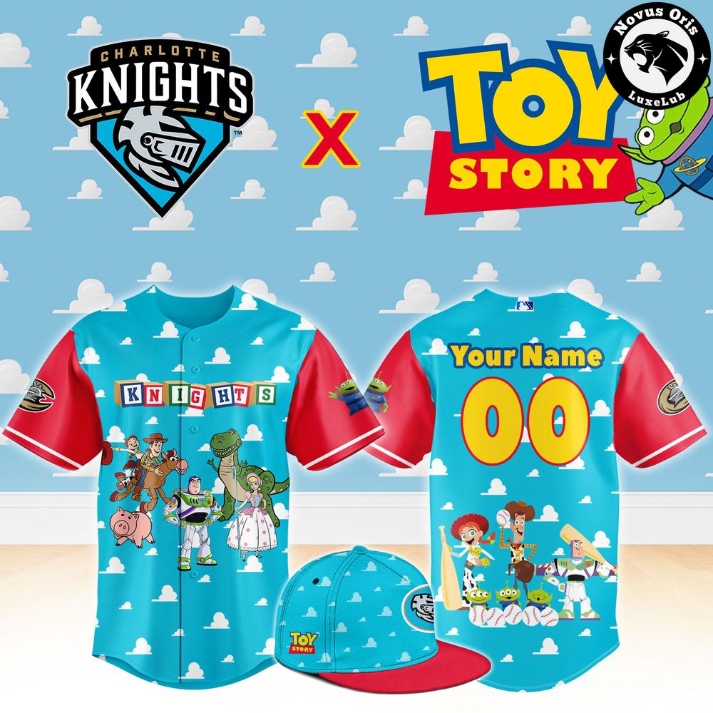 Charlotte Knights x Toy Story Night Woody Buzz Lightyear Custom Baseball Jersey