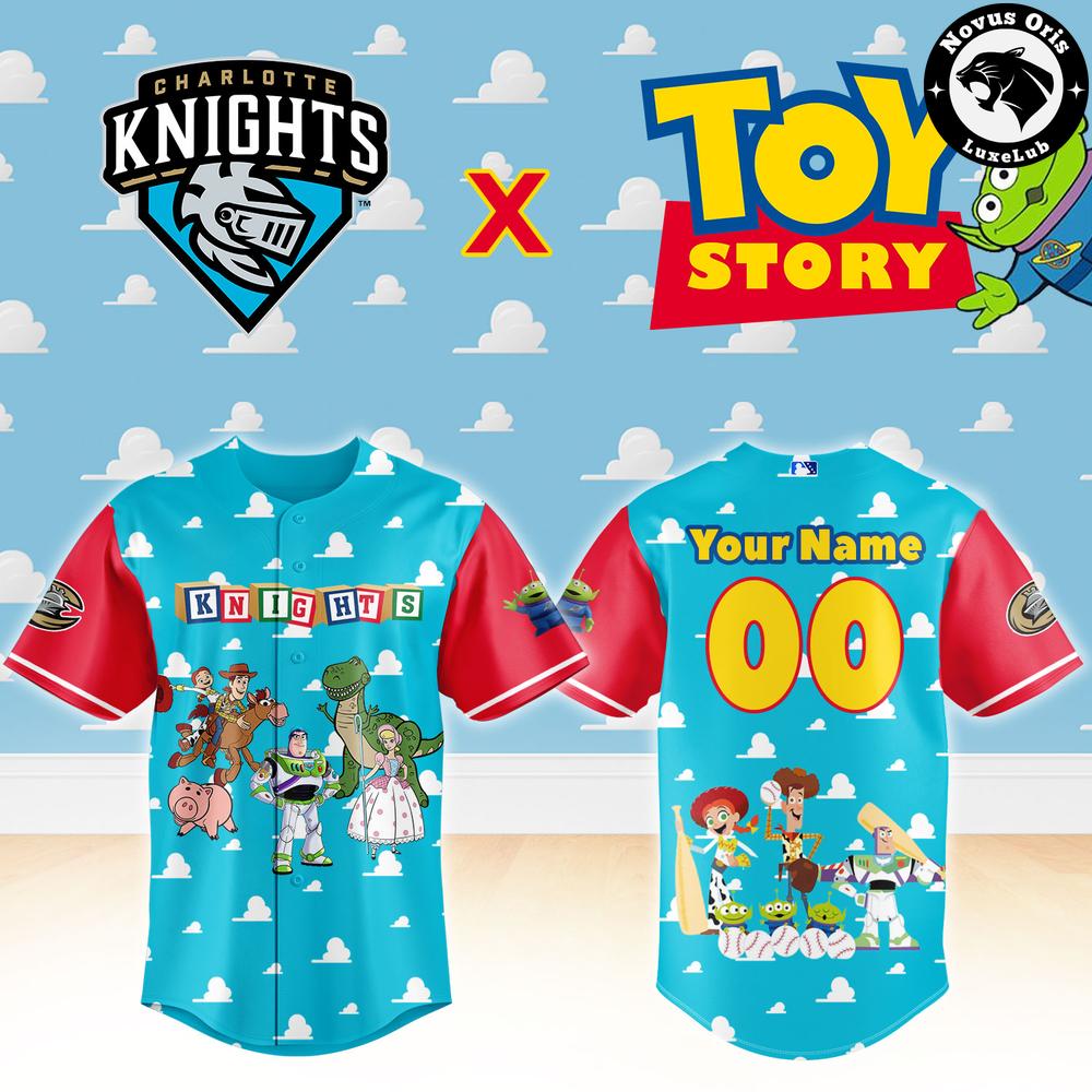 Charlotte Knights x Toy Story Night Woody Buzz Lightyear Custom Baseball Jersey