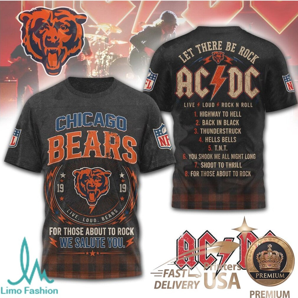 Chicago Bears ACDC For Those About To Rock Music Style T Shirt - Limotees LLC