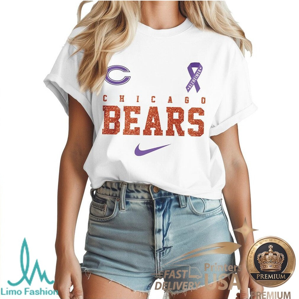 Chicago Bears Alzheimer Awareness Heartbeat I Will Remember For You T Shirt - Limotees LLC