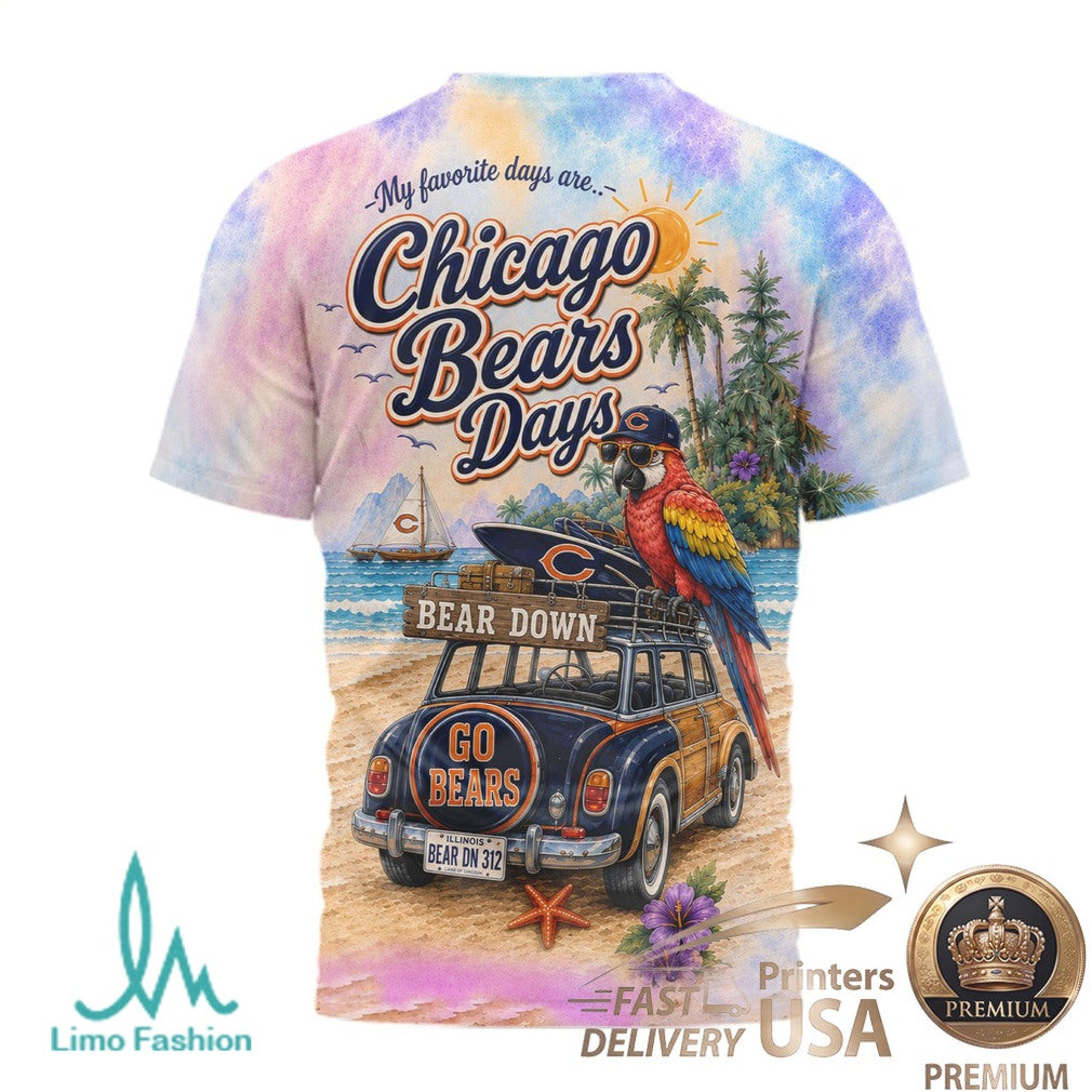 Chicago Bears Beach Parrot Tropical Summer T Shirt - Limotees LLC