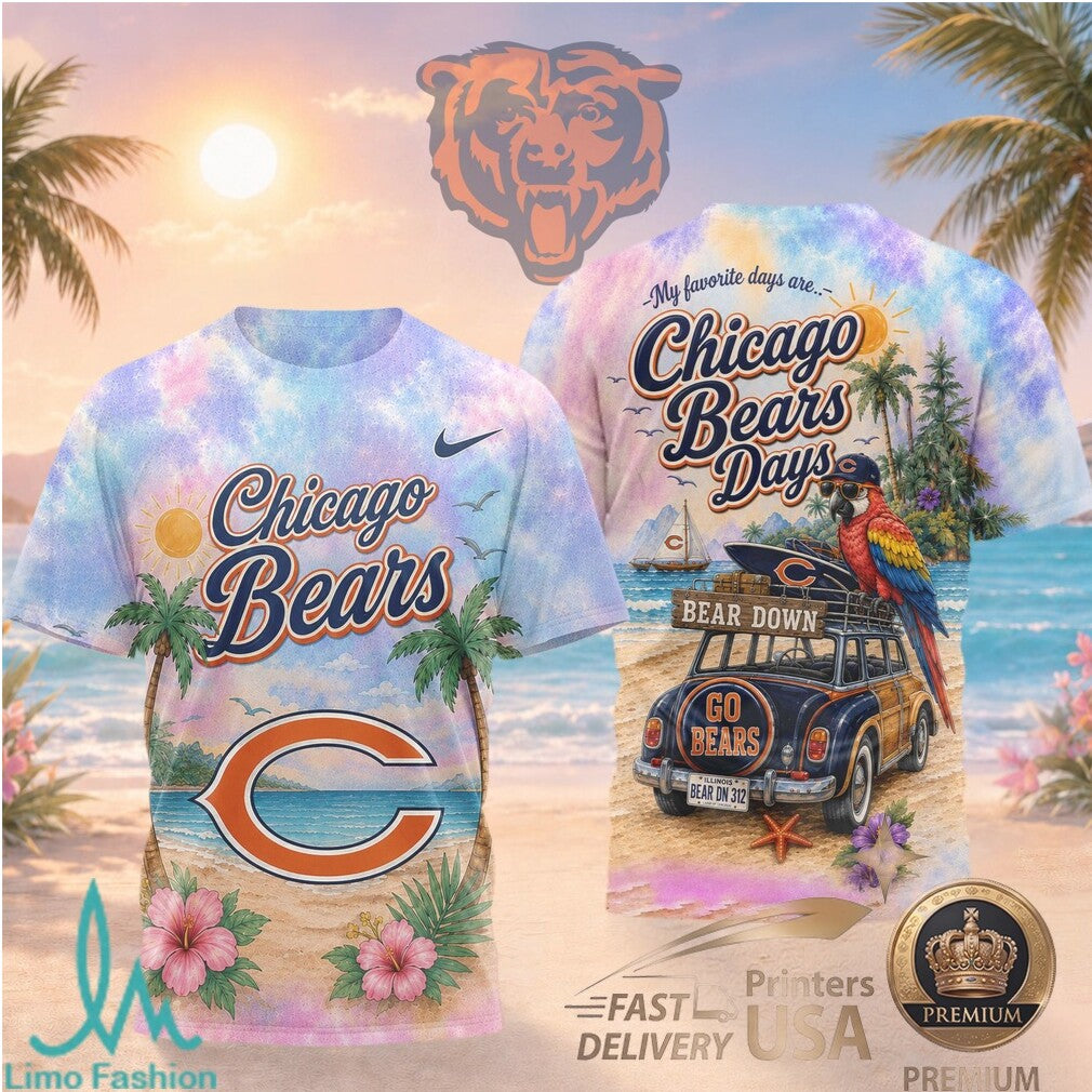 Chicago Bears Beach Parrot Tropical Summer T Shirt - Limotees LLC