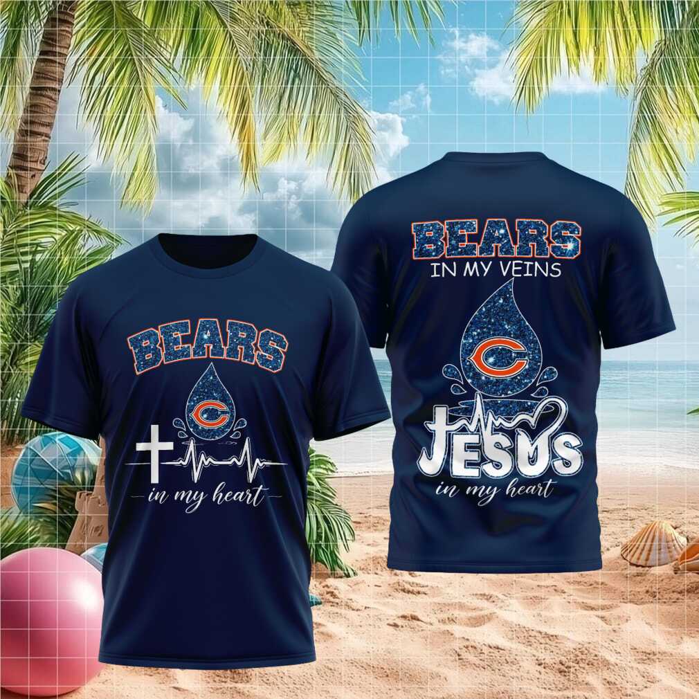 Chicago Bears Cross Jesus Heartbeat Faith Shirt - Limotees LLC