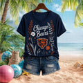 Chicago Bears Floral Mascot Graphic Women Shirt - Limotees LLC